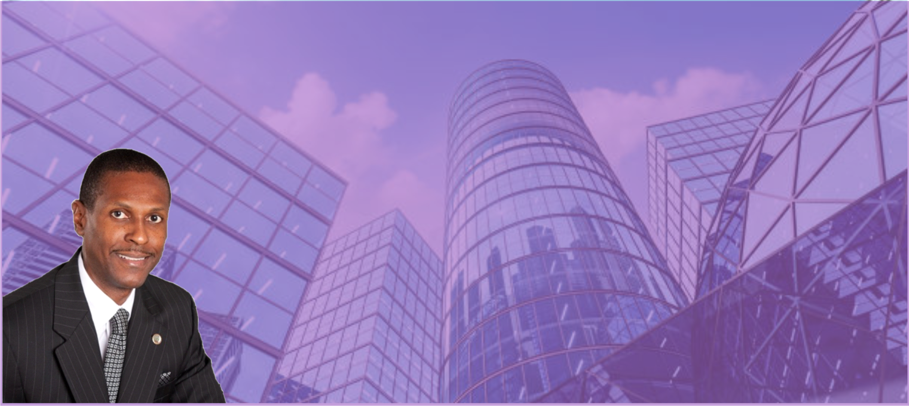 Bro. Johnnie Smith campaign portrait with purple city background
