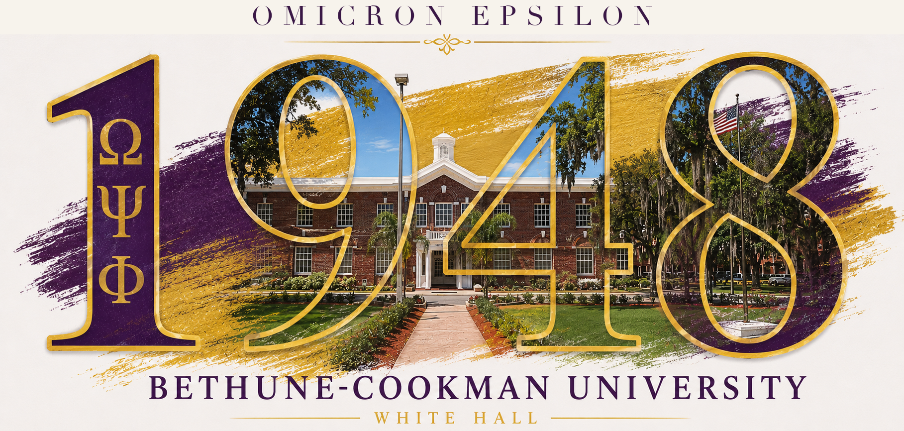 Omicron Epsilon 1948 Bethune-Cookman University White Hall graphic